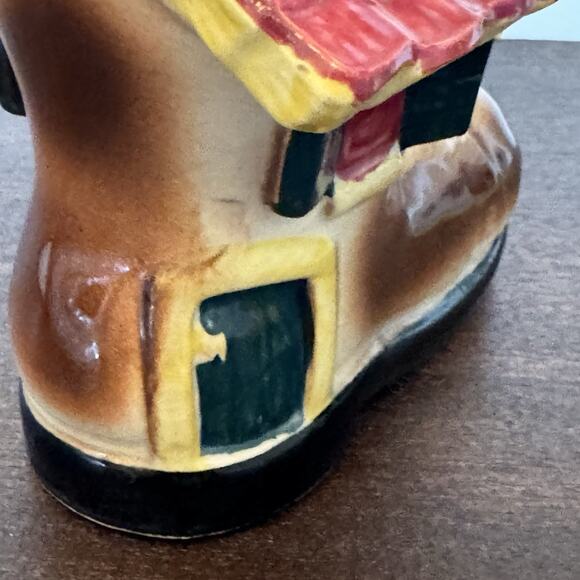 VTG Ceramic Planter Old Shoe Boot House Bird Japan Art Pottery Kitschy Decor - Picture 8 of 16